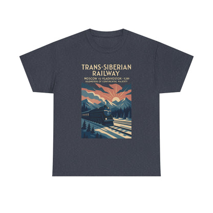 Trans-Siberian Twilight – Art Deco Russian Train Journey Tee Road Trip & Vehicle Travel T-Shirts | Car, RV, and Motorcycle Adventure Tees