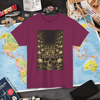 City of Bones Paris Tee – Gothic Skull Catacomb Tunnel Artwork | Layover Club Air Travel T-Shirts | Jetsetter, Airport, and International Flight Tees