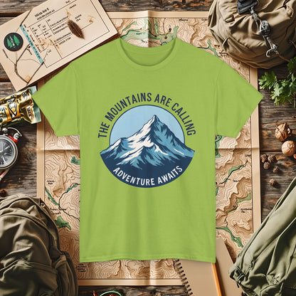The Mountains Are Calling, Adventure Awaits Outdoor Adventure T-Shirts | Camping, Hiking, Rafting & Kayaking Tees for Nature Lovers