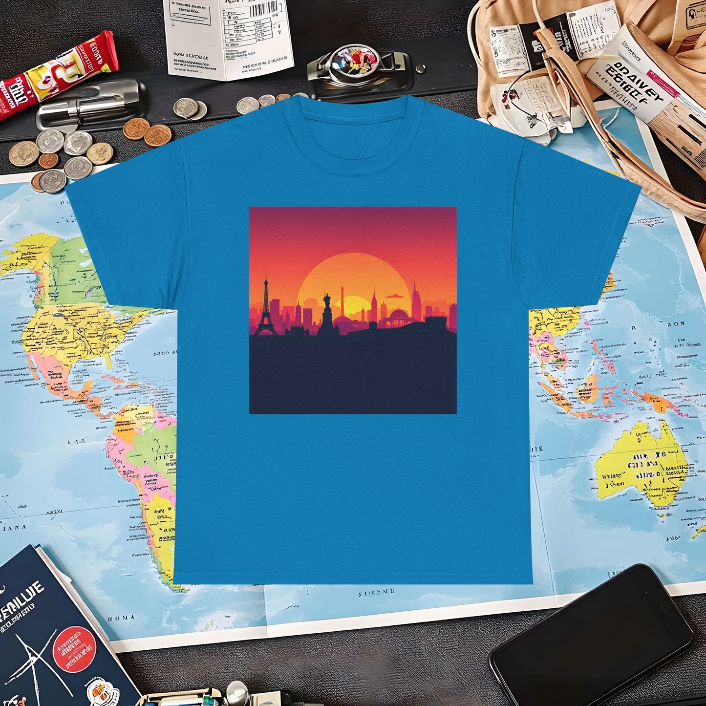 Silhouetted Monuments Air Travel T-Shirts | Jetsetter, Airport, and International Flight Tees