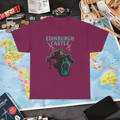 Ghostly Edinburgh Castle & Spectral Bagpiper Tee – Haunted Scotland Dark Tourism Shirt | Layover Club Air Travel T-Shirts | Jetsetter, Airport, and International Flight Tees