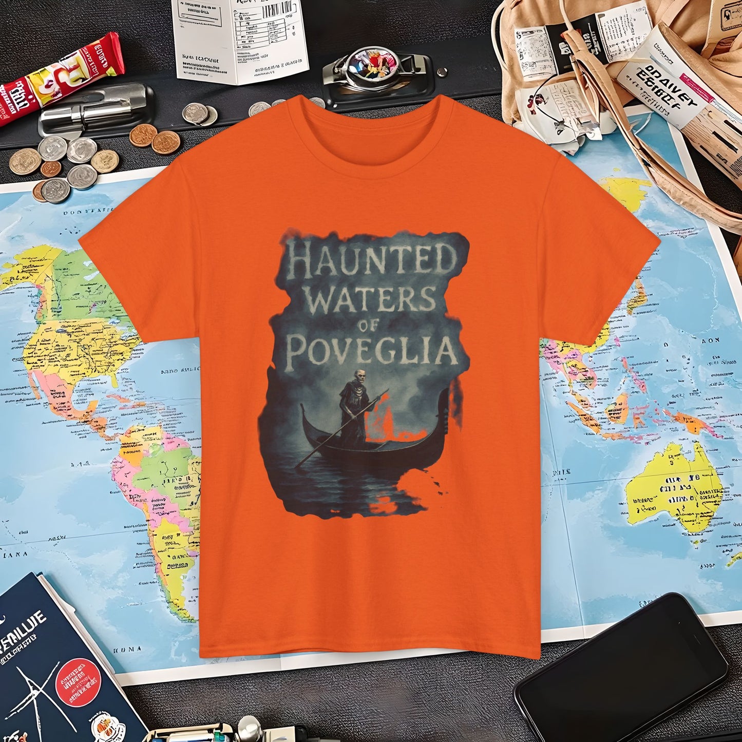 Haunted Venice Ghostly Gondolier Shirt – Spooky Dark Tourism Graphic Tee | Layover Club Air Travel T-Shirts | Jetsetter, Airport, and International Flight Tees