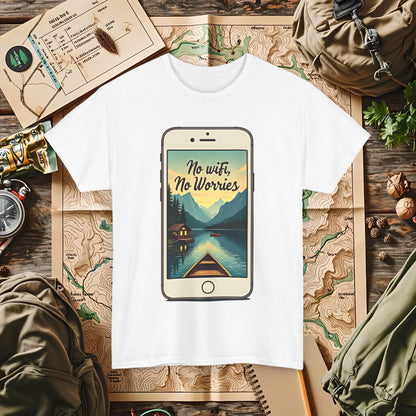 Nature-Inspired Unisex Tee, No Wifi No Worries T-Shirt, Outdoor Adventure Shirt, Relaxation Tee, Hiking Gift, Casual Wear