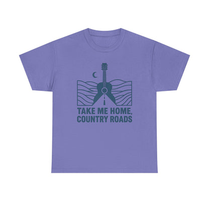 Take Me Home, Country Roads T-Shirt – Guitar Horizon & Open Highway Design Road Trip & Vehicle Travel T-Shirts | Car, RV, and Motorcycle Adventure Tees