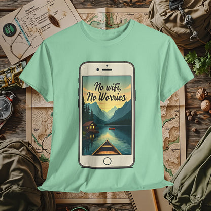Nature-Inspired Unisex Tee, No Wifi No Worries T-Shirt, Outdoor Adventure Shirt, Relaxation Tee, Hiking Gift, Casual Wear
