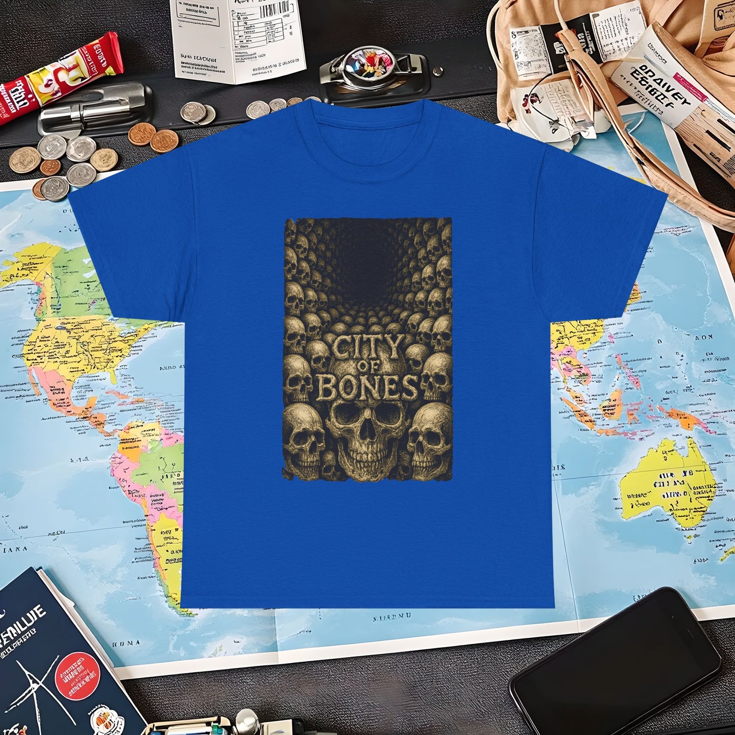 City of Bones Paris Tee – Gothic Skull Catacomb Tunnel Artwork | Layover Club Air Travel T-Shirts | Jetsetter, Airport, and International Flight Tees