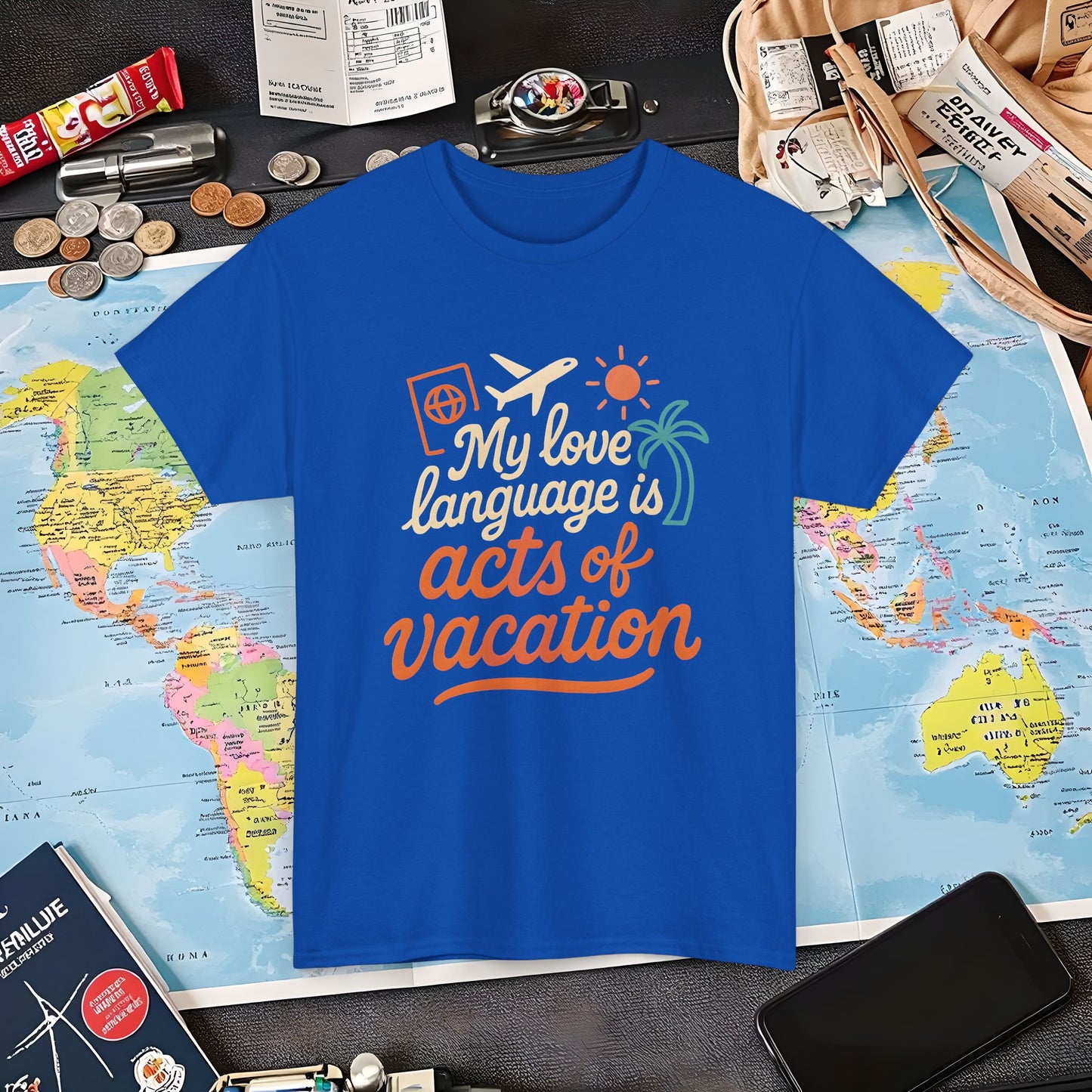 My Love Language Is Acts of Vacation – Retro Travel Love Tee | Layover Club Air Travel T-Shirts | Jetsetter, Airport, and International Flight Tees