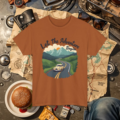 Adventure Awaits Road Trip & Vehicle Travel T-Shirts | Car, RV, and Motorcycle Adventure Tees