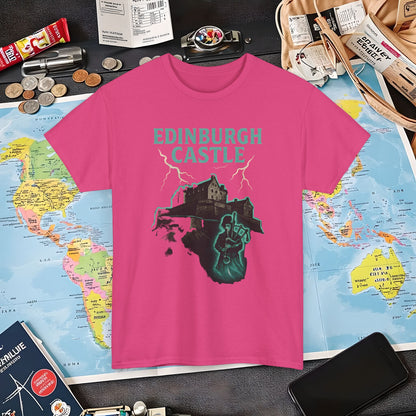 Ghostly Edinburgh Castle & Spectral Bagpiper Tee – Haunted Scotland Dark Tourism Shirt | Layover Club Air Travel T-Shirts | Jetsetter, Airport, and International Flight Tees