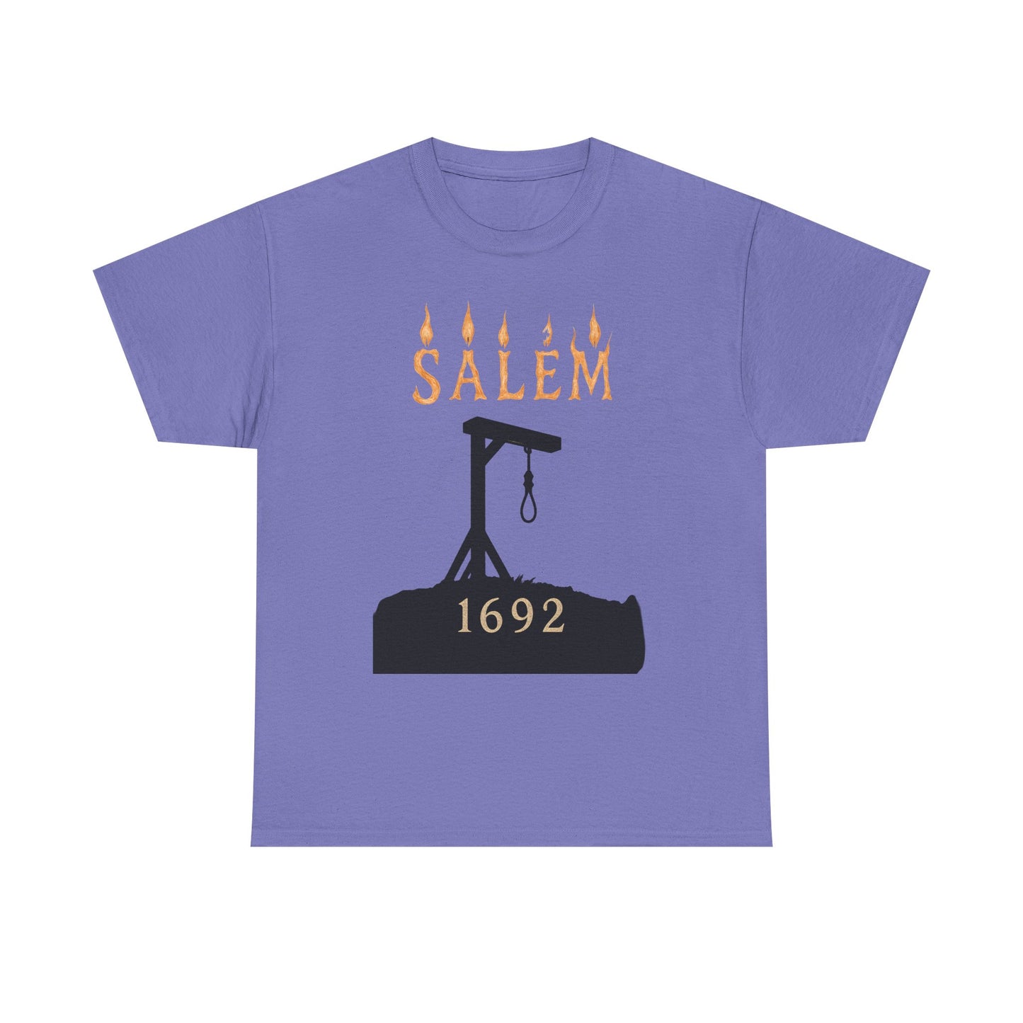 Salem 1692 Gothic Noose & Candle Flame Typography Tee – Witch Trials Dark History Shirt | Car, RV, and Motorcycle Adventure Tees