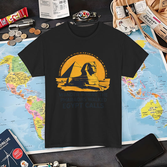 Wander Where Pharaohs Walked T-Shirt – Egypt Adventure Design Air Travel T-Shirts | Jetsetter, Airport, and International Flight Tees