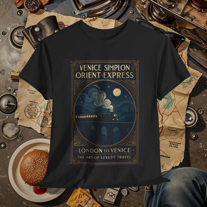 Orient Express at Night – Art Deco Venice Simplon Midnight Train Tee Road Trip & Vehicle Travel T-Shirts | Car, RV, and Motorcycle Adventure Tees