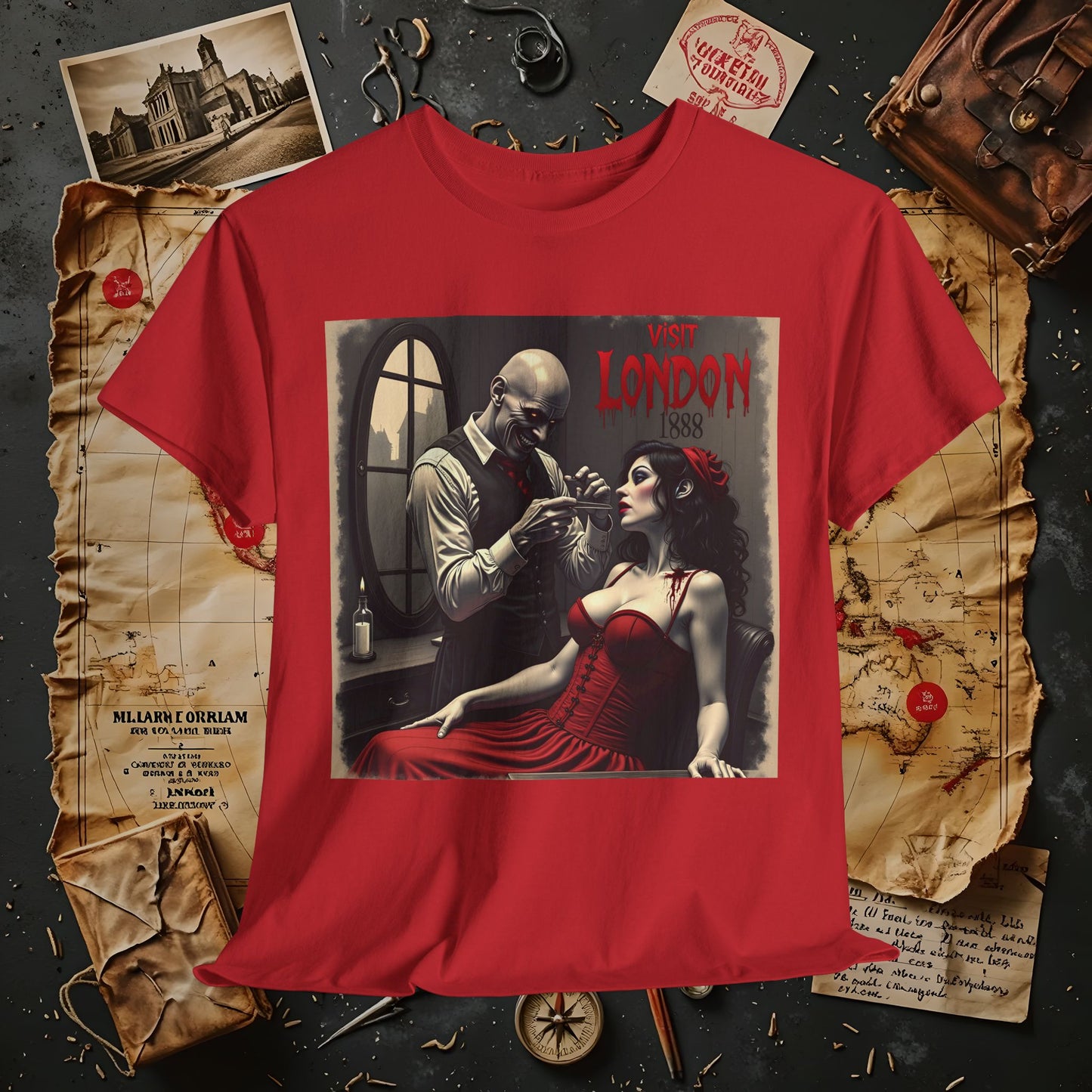 Gothic Barber T-Shirt – Jack the Ripper Era Horror in 1888 London