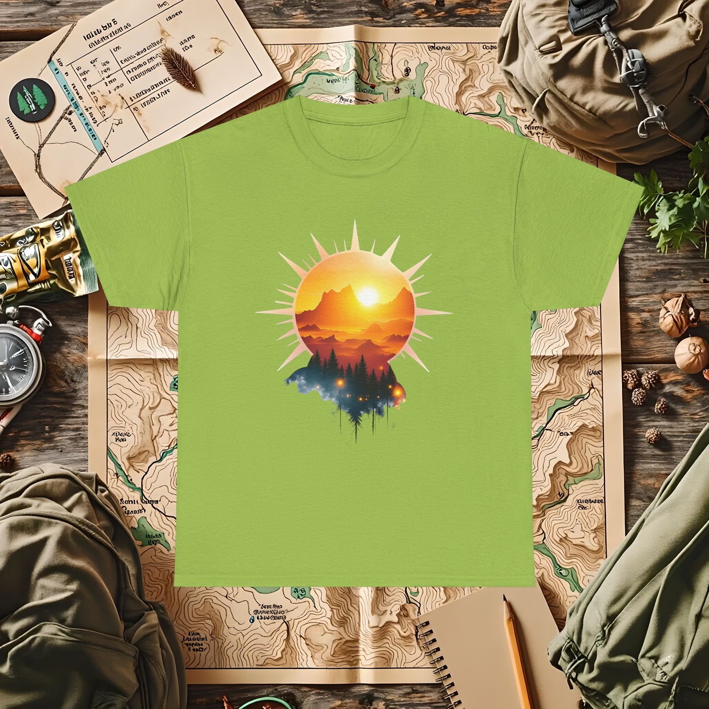 Golden Horizon Outdoor Adventure T-Shirts | Camping, Hiking, Rafting & Kayaking Tees for Nature Lovers