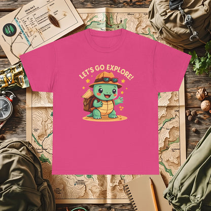 Let’s Go Explore T-Shirt – Cute Turtle Explorer with Travel Gear Design | Camping, Hiking, Rafting & Kayaking Tees for Nature Lovers