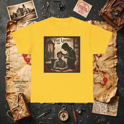 Visit London 1888 T-Shirt – Victorian Horror with Jack the Ripper and Evil Barber Art