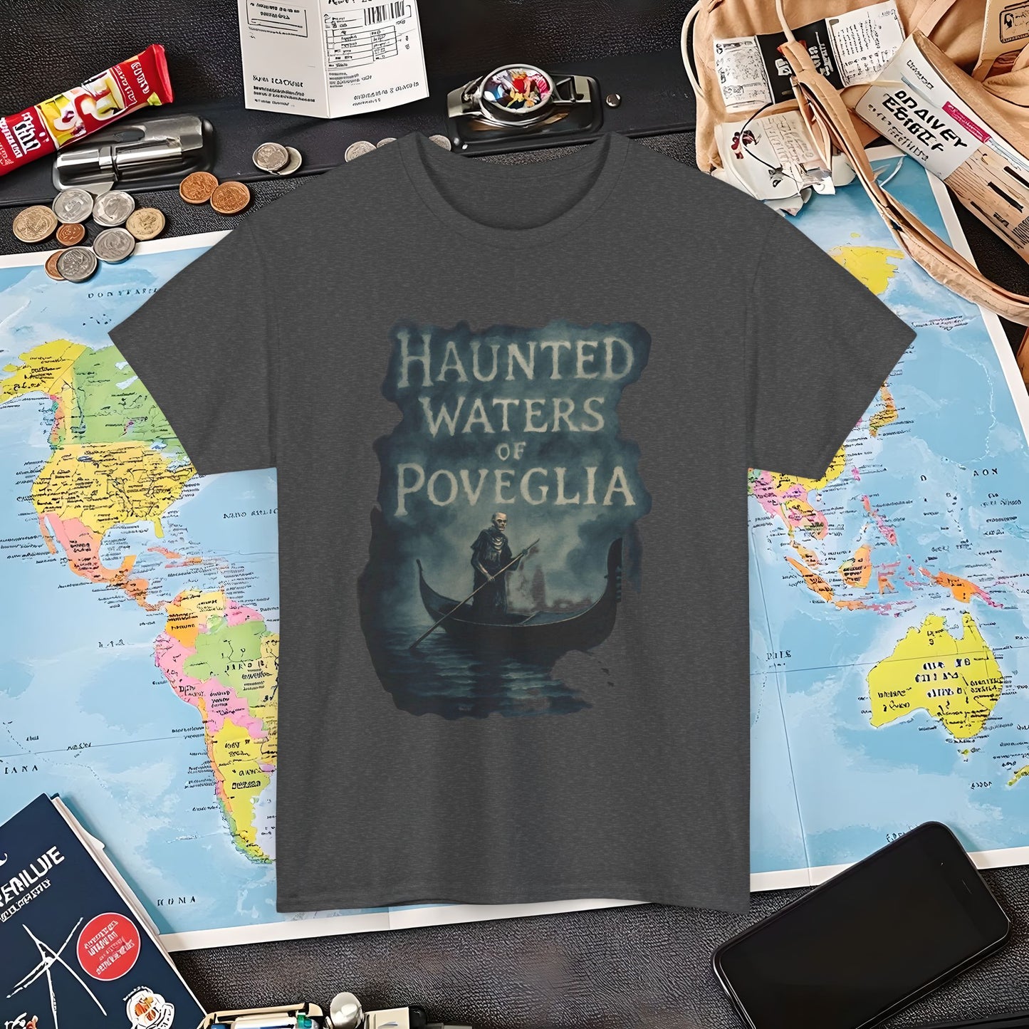 Haunted Venice Ghostly Gondolier Shirt – Spooky Dark Tourism Graphic Tee | Layover Club Air Travel T-Shirts | Jetsetter, Airport, and International Flight Tees