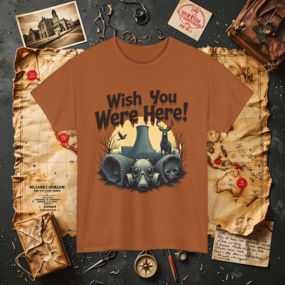 Spooky Vibes Tee - "Wish You Were Here!" Halloween T-Shirt, Unisex Tee, Ghost Graphic Tee, Halloween Gift, Casual Wear