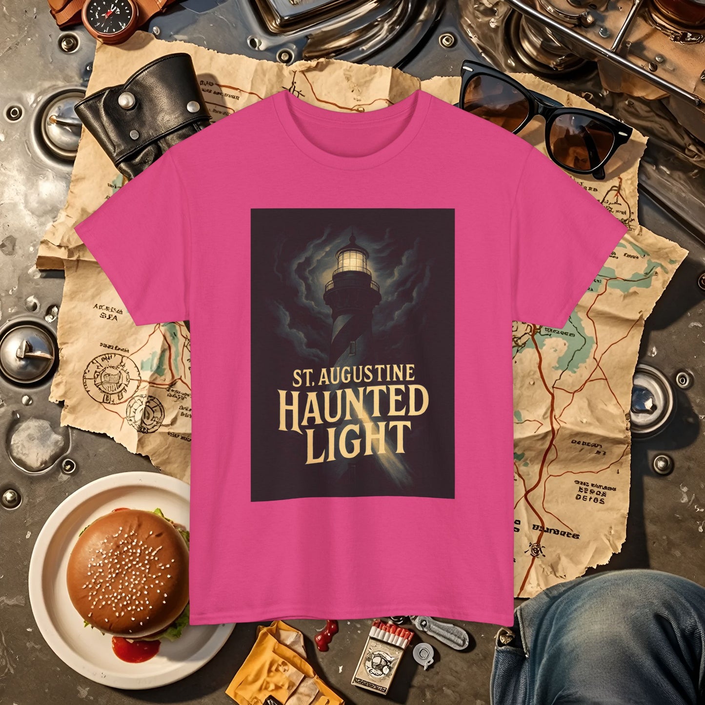 St. Augustine Haunted Lighthouse Florida Shirt – Stormy Night Dark Tourism Tee | Car, RV, and Motorcycle Adventure Tees