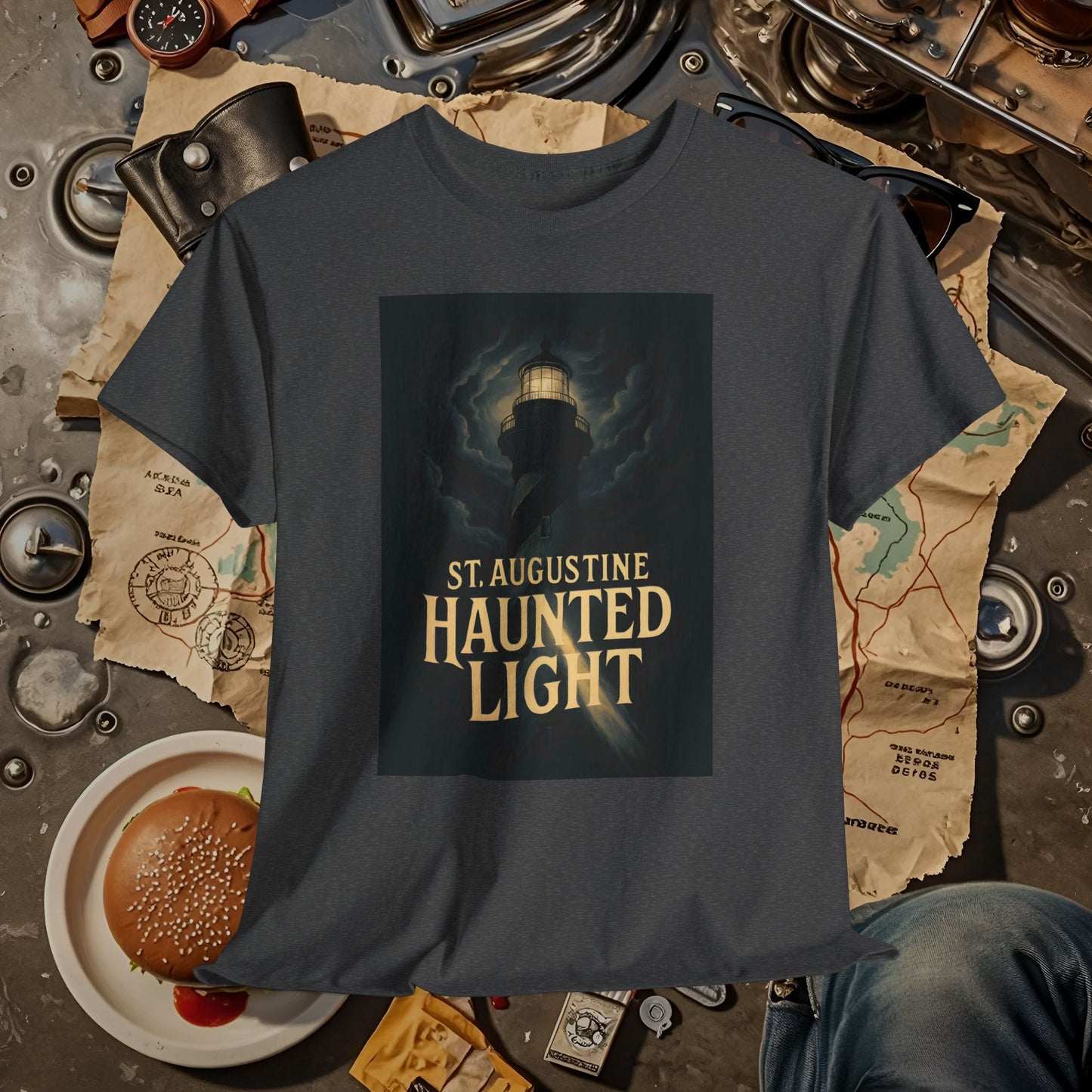St. Augustine Haunted Lighthouse Florida Shirt – Stormy Night Dark Tourism Tee | Car, RV, and Motorcycle Adventure Tees