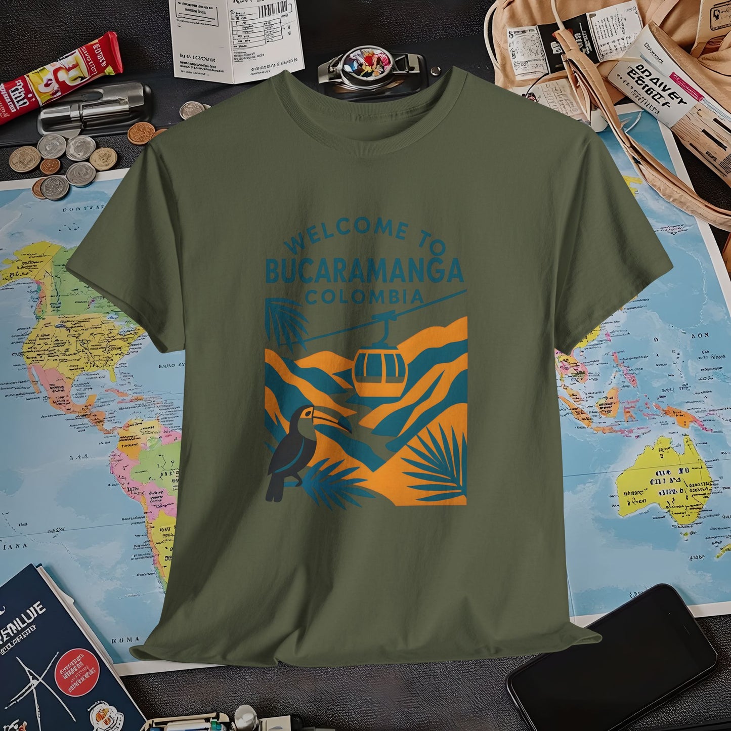 Bucaramanga Cable Car over Chicamocha Canyon Tee – Colombia Adventure Shirt | Layover Club Air Travel T-Shirts | Jetsetter, Airport, and International Flight Tees