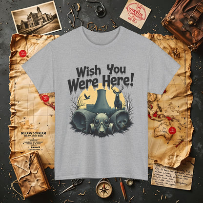 Spooky Vibes Tee - "Wish You Were Here!" Halloween T-Shirt, Unisex Tee, Ghost Graphic Tee, Halloween Gift, Casual Wear