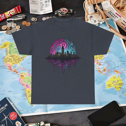 Psychedelic Skyline Air Travel T-Shirts | Jetsetter, Airport, and International Flight Tees