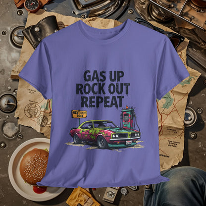 Gas Up, Rock Out and Repeat Road Trip & Vehicle Travel T-Shirts | Car, RV, and Motorcycle Adventure Tees
