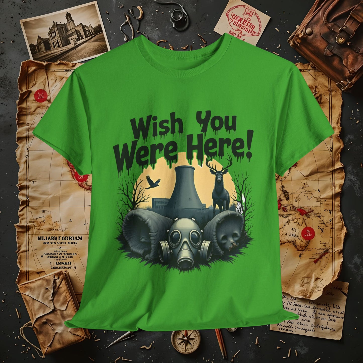 Spooky Vibes Tee - "Wish You Were Here!" Halloween T-Shirt, Unisex Tee, Ghost Graphic Tee, Halloween Gift, Casual Wear