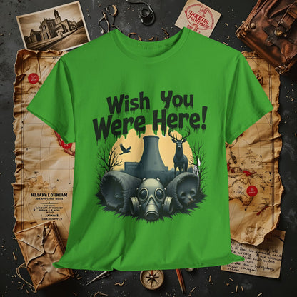 Spooky Vibes Tee - "Wish You Were Here!" Halloween T-Shirt, Unisex Tee, Ghost Graphic Tee, Halloween Gift, Casual Wear