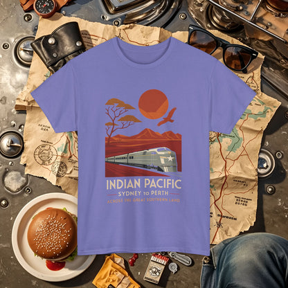 Australian Indian Pacific – Art Deco Desert Crossing Train Tee Road Trip & Vehicle Travel T-Shirts | Car, RV, and Motorcycle Adventure Tees