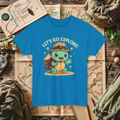 Let’s Go Explore T-Shirt – Cute Turtle Explorer with Travel Gear Design | Camping, Hiking, Rafting & Kayaking Tees for Nature Lovers
