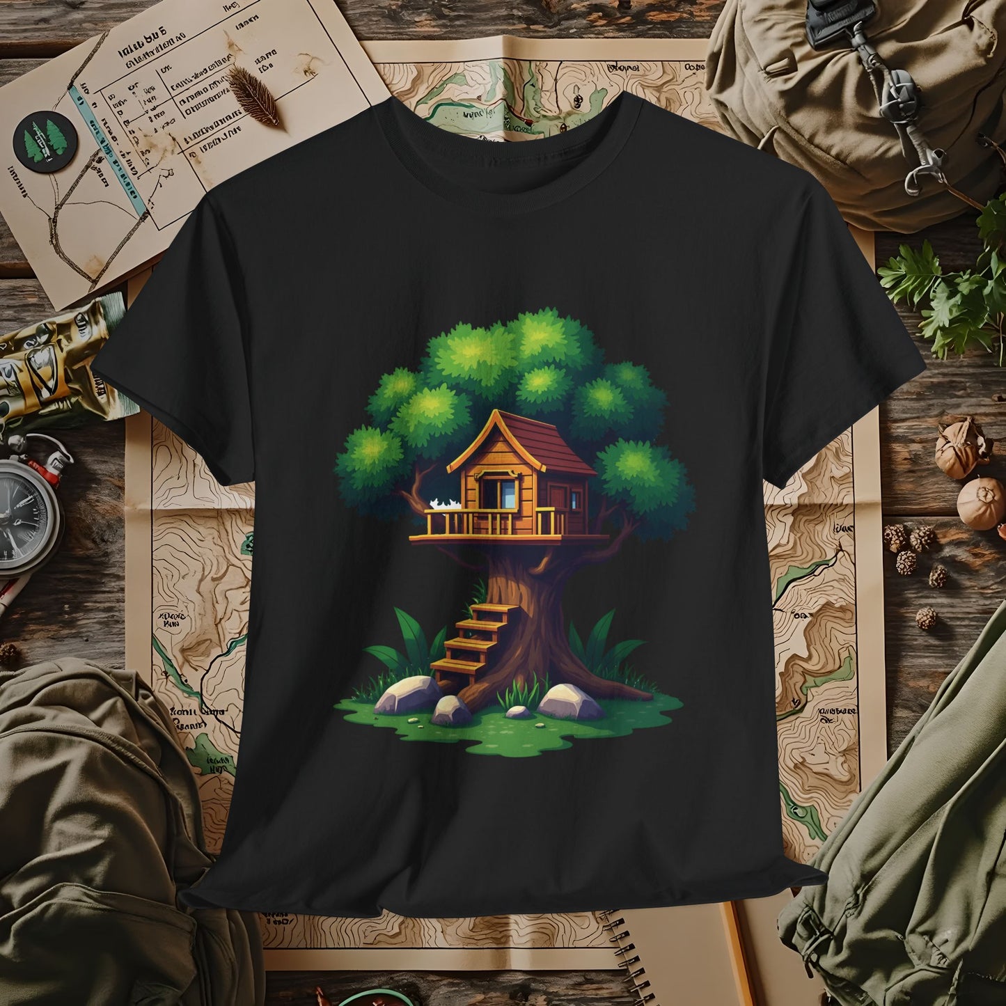 Pixel Treehouse Outdoor Adventure T-Shirts | Camping, Hiking, Rafting & Kayaking Tees for Nature Lovers