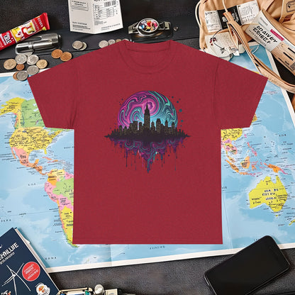Psychedelic Skyline Air Travel T-Shirts | Jetsetter, Airport, and International Flight Tees