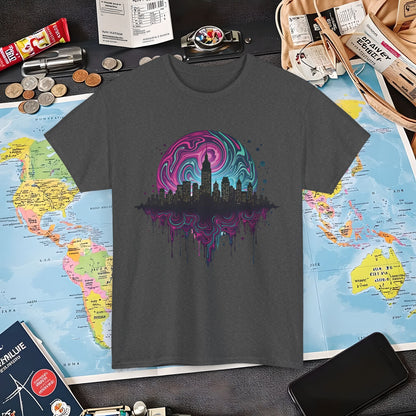 Psychedelic Skyline Air Travel T-Shirts | Jetsetter, Airport, and International Flight Tees