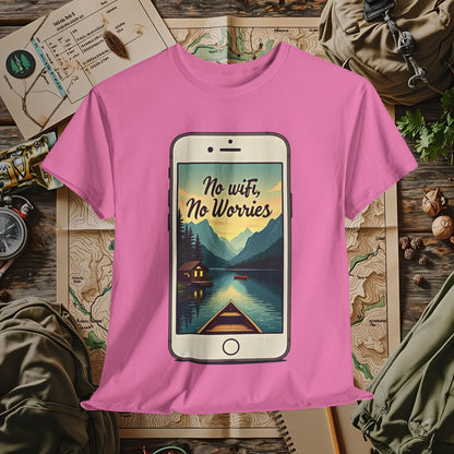 Nature-Inspired Unisex Tee, No Wifi No Worries T-Shirt, Outdoor Adventure Shirt, Relaxation Tee, Hiking Gift, Casual Wear