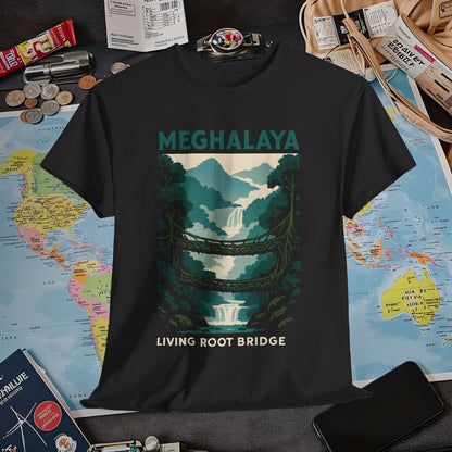 Living Root Bridges of Meghalaya – Hidden India Nature Adventure Tee Air Travel T-Shirts | Jetsetter, Airport, and International Flight Tees