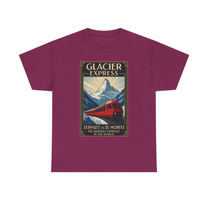 Glacier Express – Art Deco Alpine Train Adventure Tee Road Trip & Vehicle Travel T-Shirts | Car, RV, and Motorcycle Adventure Tees