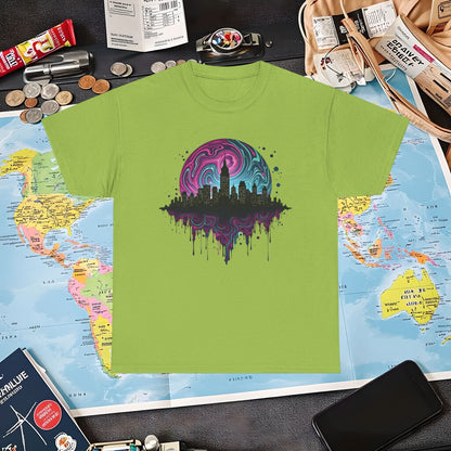 Psychedelic Skyline Air Travel T-Shirts | Jetsetter, Airport, and International Flight Tees