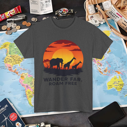 Copy of Wander Dream Big T-Shirt – Tropical Sunset with Palm Silhouettes Design Air Travel T-Shirts | Jetsetter, Airport, and International Flight Tees
