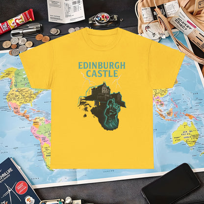Ghostly Edinburgh Castle & Spectral Bagpiper Tee – Haunted Scotland Dark Tourism Shirt | Layover Club Air Travel T-Shirts | Jetsetter, Airport, and International Flight Tees