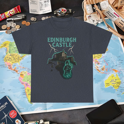 Ghostly Edinburgh Castle & Spectral Bagpiper Tee – Haunted Scotland Dark Tourism Shirt | Layover Club Air Travel T-Shirts | Jetsetter, Airport, and International Flight Tees