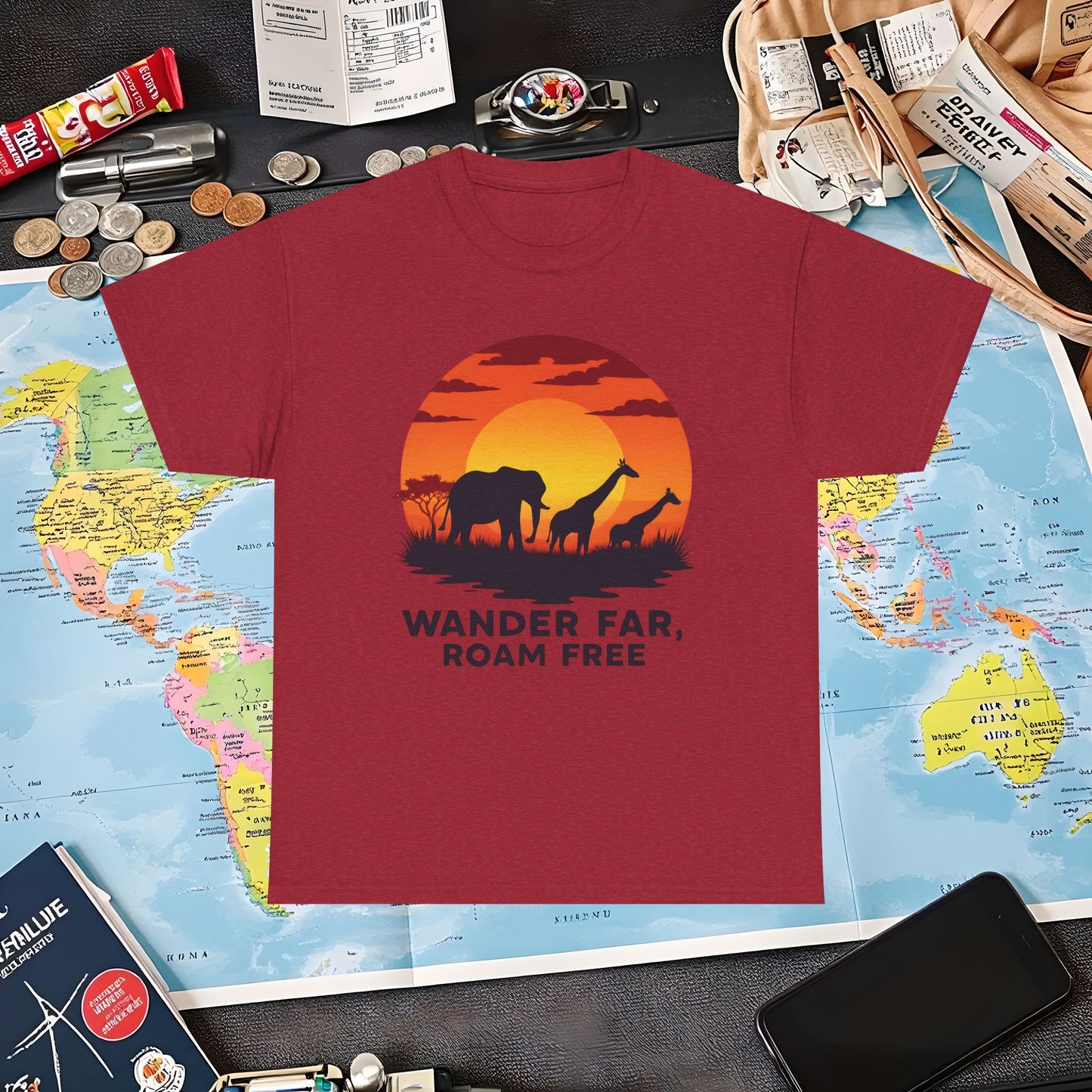Copy of Wander Dream Big T-Shirt – Tropical Sunset with Palm Silhouettes Design Air Travel T-Shirts | Jetsetter, Airport, and International Flight Tees