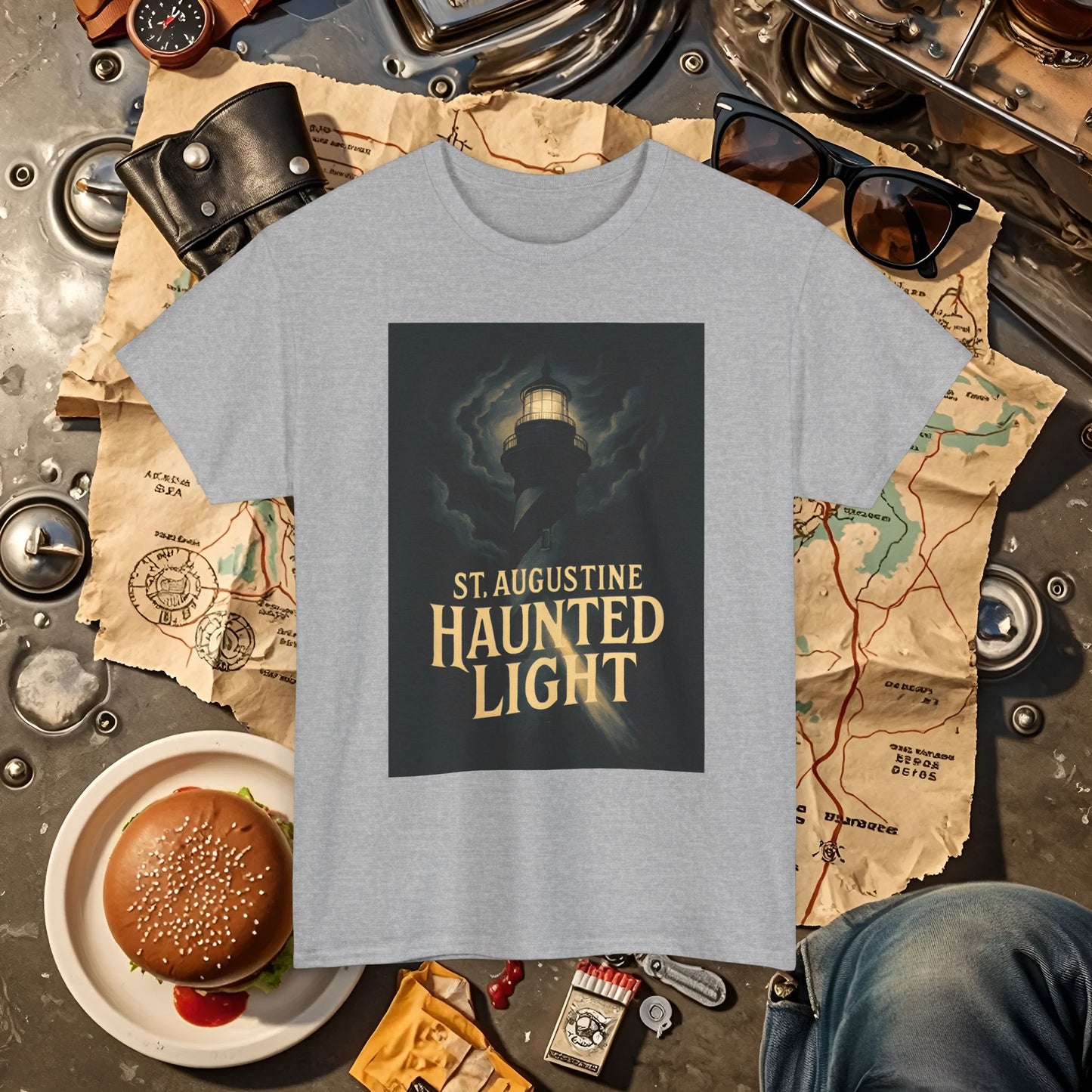 St. Augustine Haunted Lighthouse Florida Shirt – Stormy Night Dark Tourism Tee | Car, RV, and Motorcycle Adventure Tees