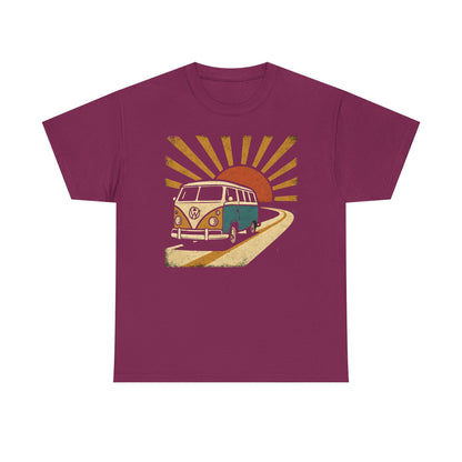 Sunset Road Trip T-Shirt – Vintage VW Van Adventure Design