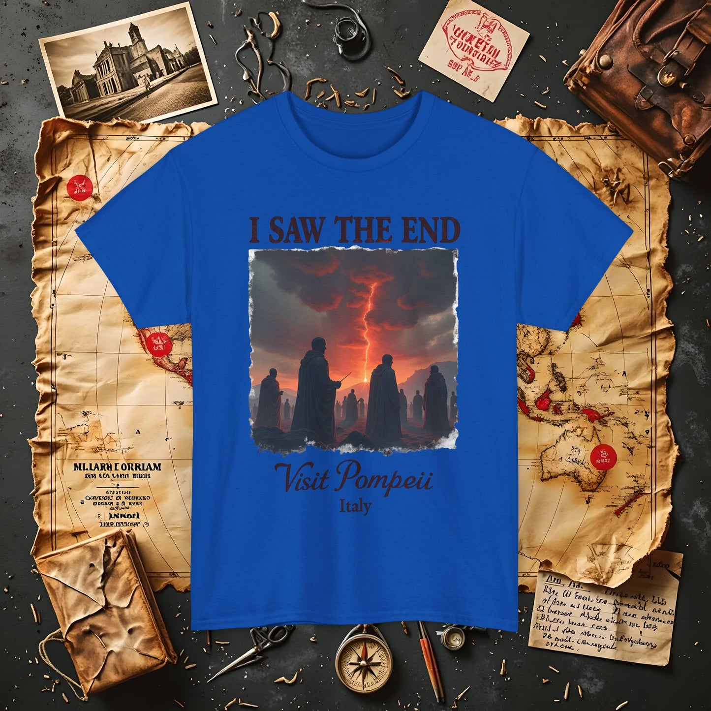 Pompeii Memories T-Shirt – Dark Tourism Shirt with Volcano Eruption Silhouette Art
