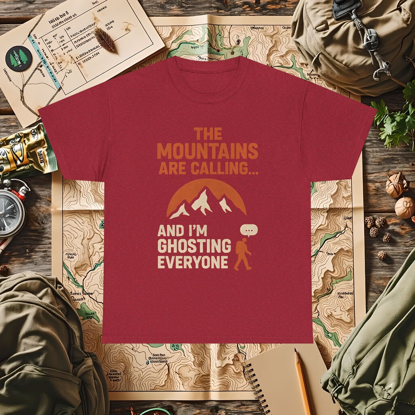 The Mountains Are Calling and I'm Ghosting Everyone – Ghosting for the Mountains Tee | Camping, Hiking, Rafting & Kayaking Tees for Nature Lovers