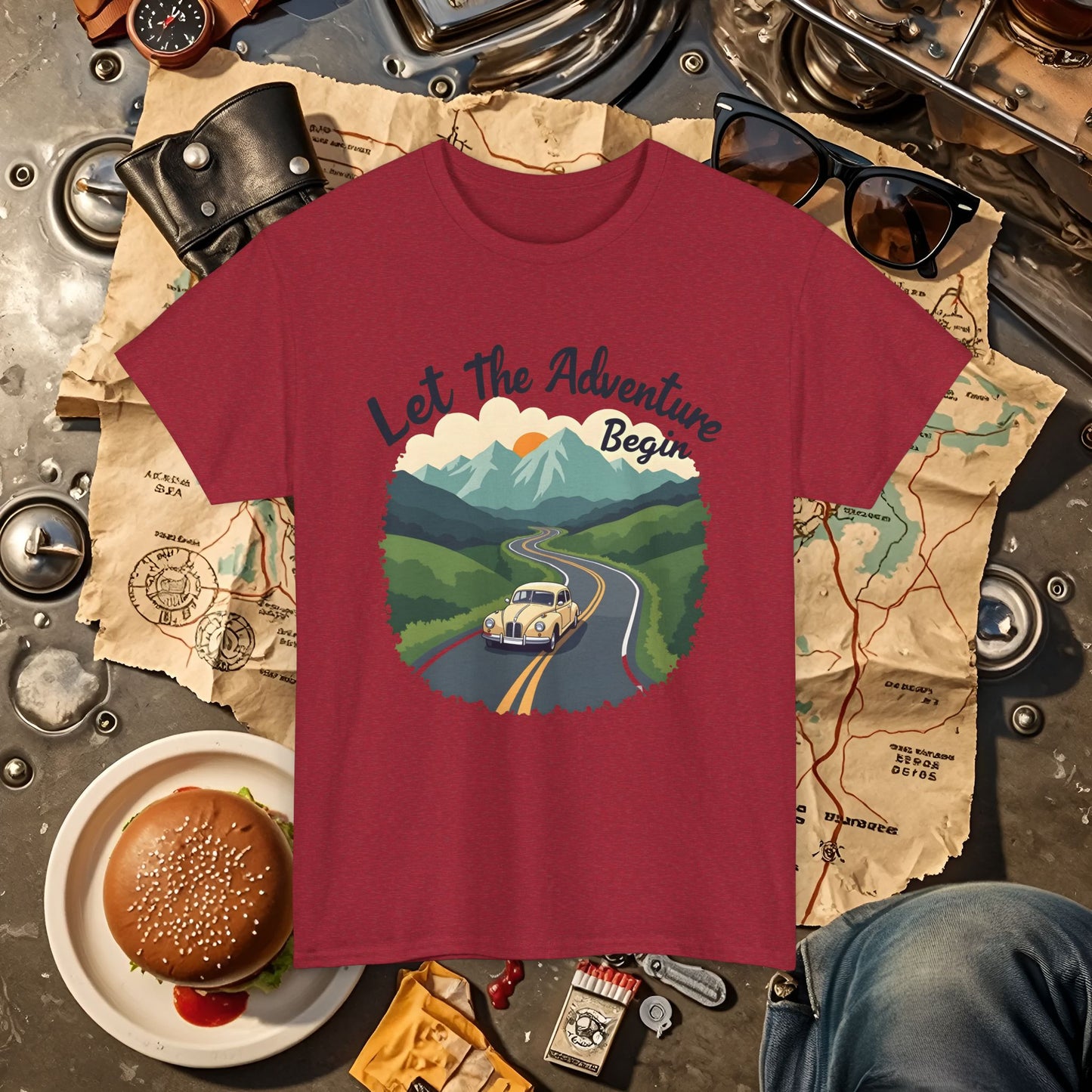 Adventure Awaits Road Trip & Vehicle Travel T-Shirts | Car, RV, and Motorcycle Adventure Tees