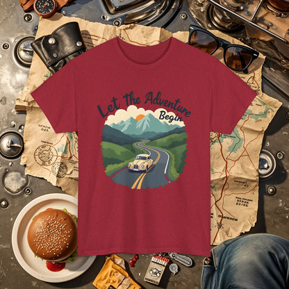 Adventure Awaits Road Trip & Vehicle Travel T-Shirts | Car, RV, and Motorcycle Adventure Tees