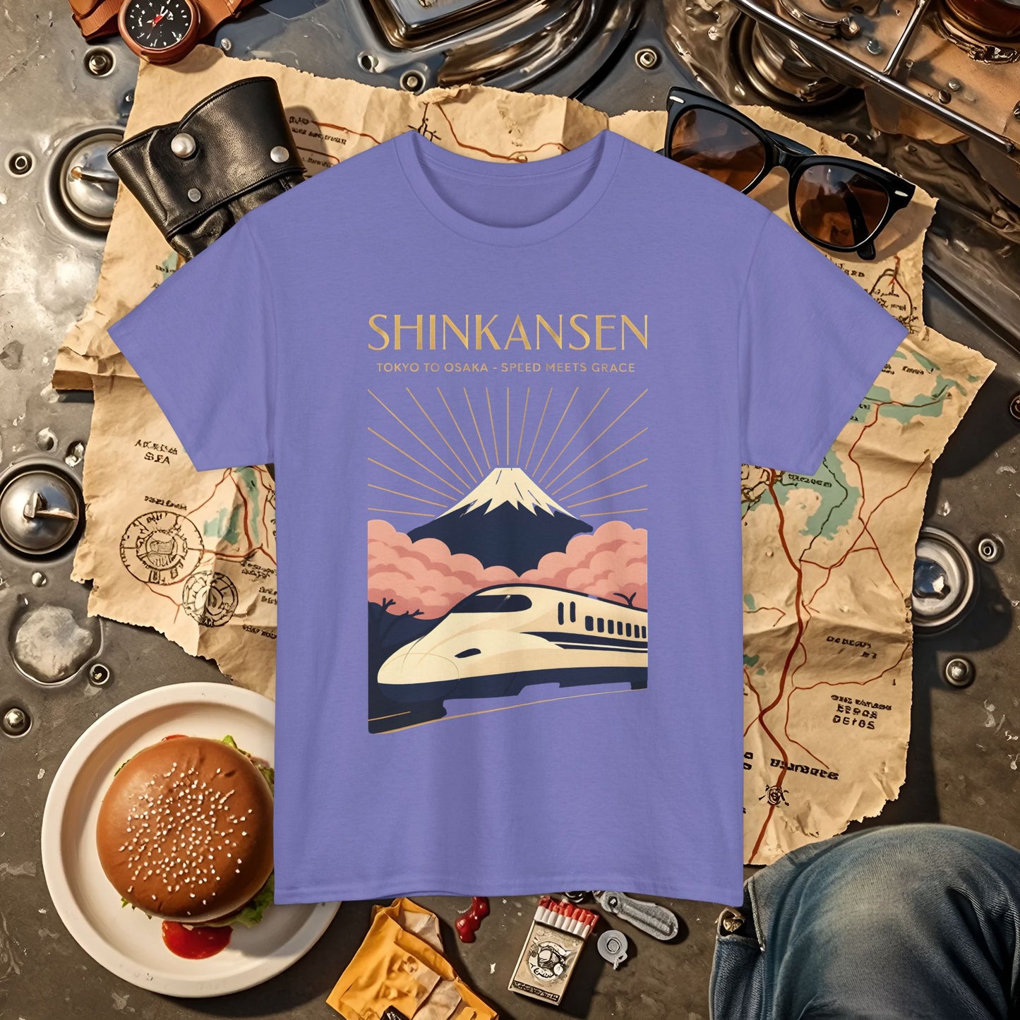 Shinkansen – Art Deco Speed & Grace Japanese Bullet Train Tee Road Trip & Vehicle Travel T-Shirts | Car, RV, and Motorcycle Adventure Tees